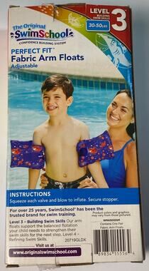 Swim Schools Blue and Orange Fabric Arm Floats 30-50 lbs. New in Box
